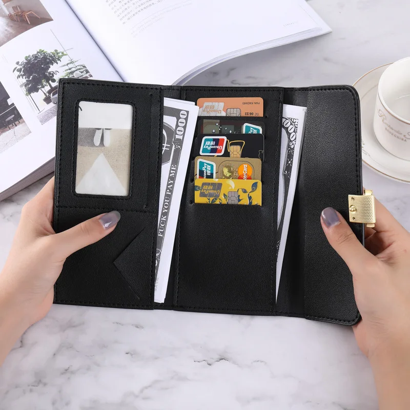 Women's Wallet Long Hand Purse Solid Color PU Ultra-thin Multi-card Slot Large-capacity Wallet Luxury Brand Leather wallet
