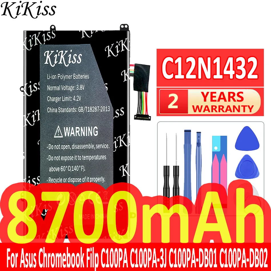 

KiKiss New Battery 8700mAh C12N1432 Battery for Asus Chromebook Filp C100PA C100PA-3J C100PA-DB01 C100PA-DB02 Batteries