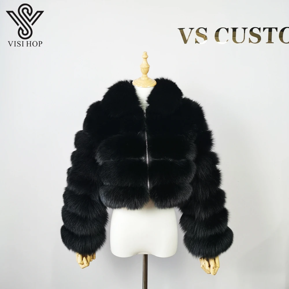 VS111006A 2022 Winter Full Sleeves Short Style Warm Jacket New Arrivals Intact Real Women Fox Fur Coat