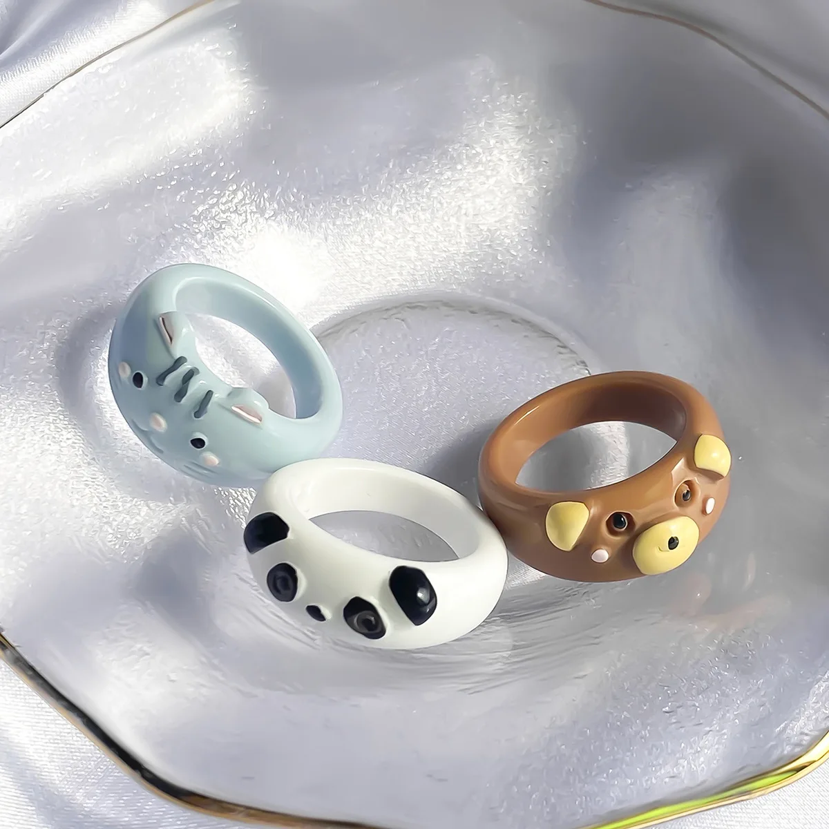 Кольцо с лягушкой Полимерная глина Смола Кольца для девочек животные ювелирные