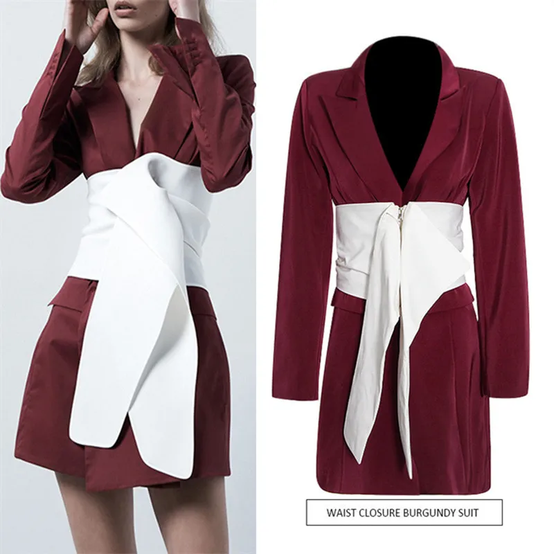 Spring Patchwork Colorblock Blazer for Women Notched Collar Long Sleeve Slim Blazers Female Fashion Clothing 2023 New