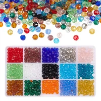 750pcs faceted briollete beads 15colors bicone crystal beads 6mm crystal faceted beads jewelry making supply for diy beading