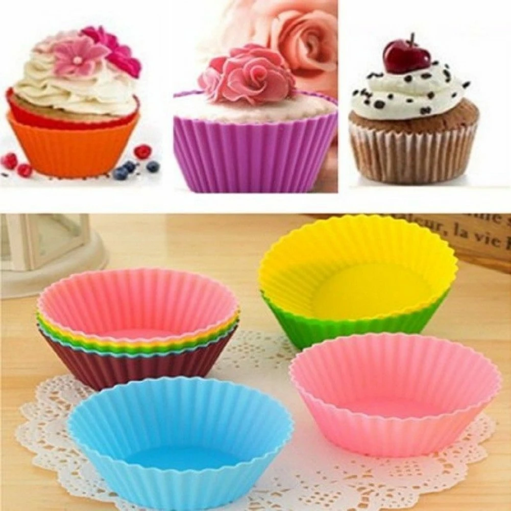 

12pcs Colorful Round Suit Cake Mold Baked Egg Tart Steamed Egg Complementary Food Mold Silicone Muffin Cup Kitchen accessories