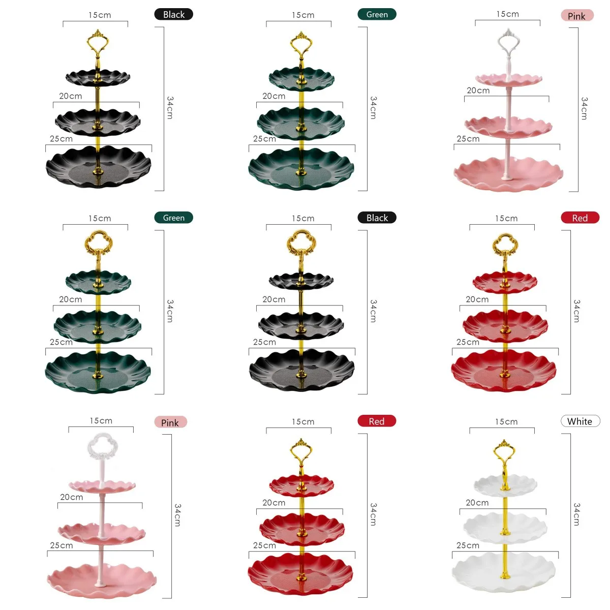 10Types 5Color Round 3-Tier Cupcake Stand Cake Dessert Wedding Event Party Display Tower Plate | Tools