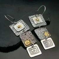 2022 ethnic tribal geometric carved square metal vintage earring punk gypsy jewelry handmade drop dangle earrings for women gift
