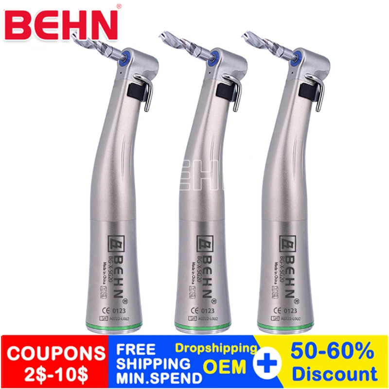 

Dental Equipment Implant Handpiece LED Fiber Optic 20:1 Contra Angle Low Speed Handpiece for Implant Motor/Surgical Tool