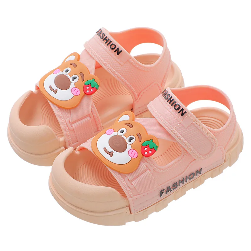 

Summer New Children's Sandal for Girl Solid Color Cartoon Pattern Shoes for Kids Soft Sole Non-slip Baby Sandals Princess Shoes