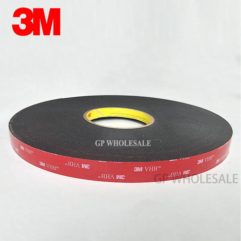 

3M VHB 5952 Double Sided Acrylic Foam Adhesive Tape Heavy Duty Mounting Tape 33meter/roll 1.1mm thickness, Black 12mm width