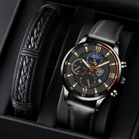 men sport watch stainless steel quartz wristwatch man business casual simple leather bracelet male luminous clock watches