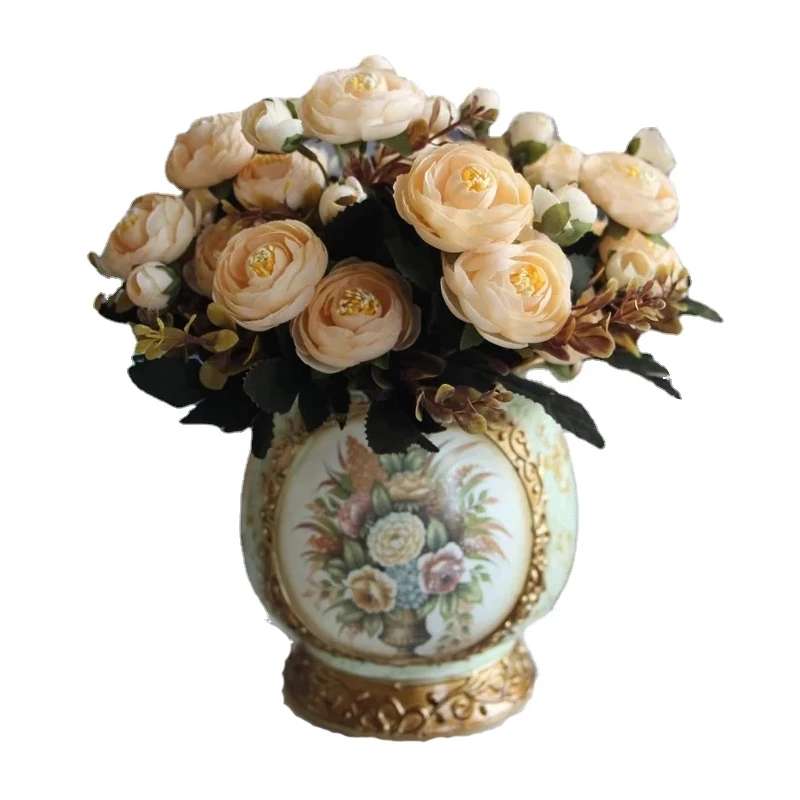 6 вилок/букет цветов яркие цветы камелии искусственные шелковые розы Свадебный