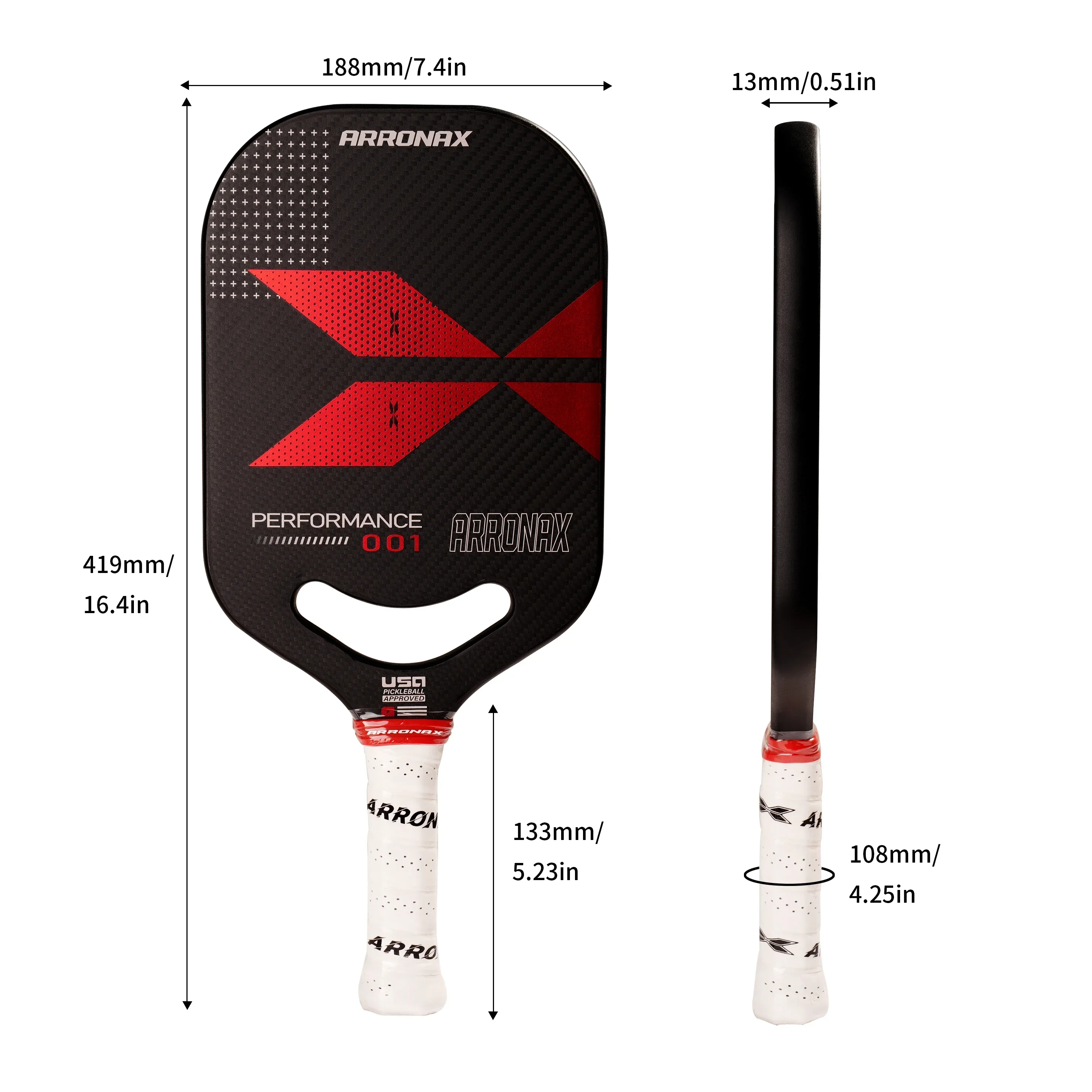 ARRONAX-Pickleball Paddle поверхность из углеродного волокна Enhance Sweet Spot полипропиленовый