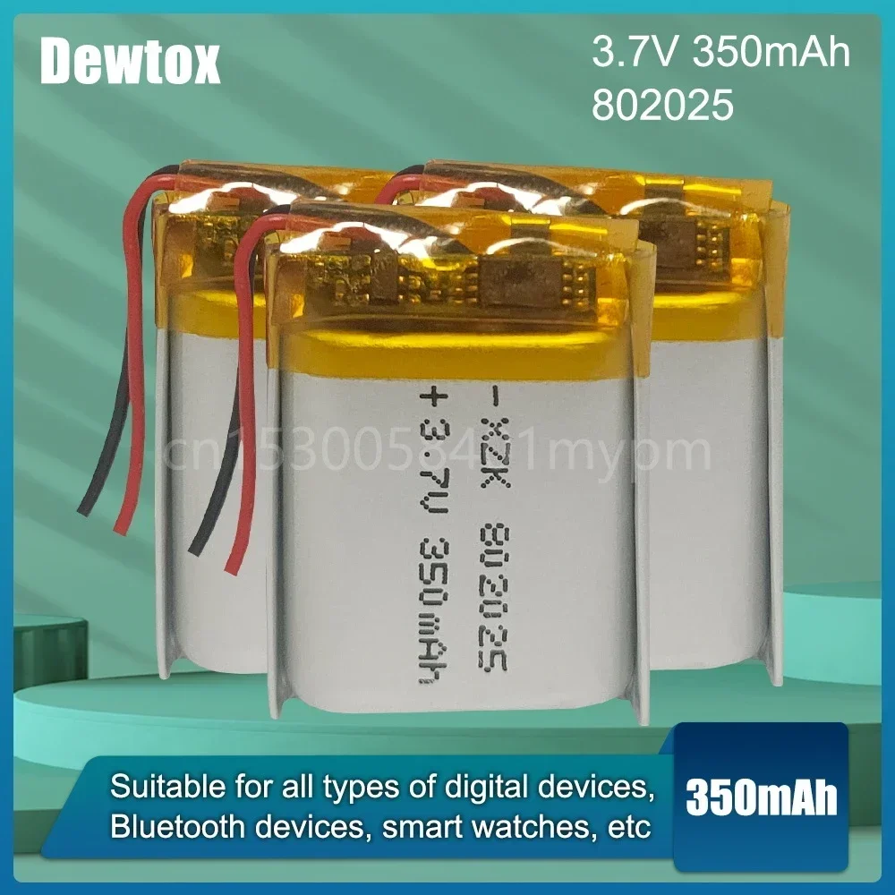 802025 3 7 В 350 мАч литий-полимерная аккумуляторная батарея для MP3 Bluetooth-гарнитуры