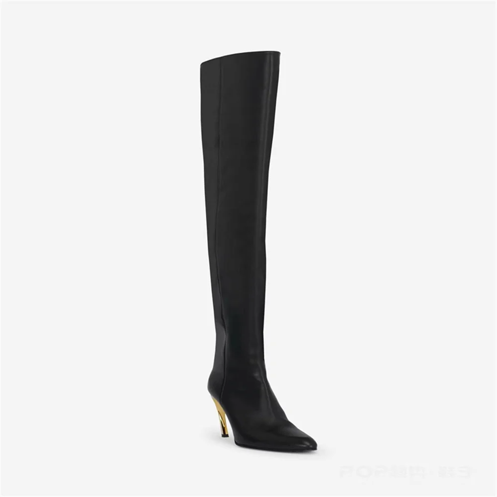 

2024 Autumn/Winter Fashion Women's High Stiletto Heel Cusp Side Zipper Over The Knee Boots Sexy Catwalk Shows