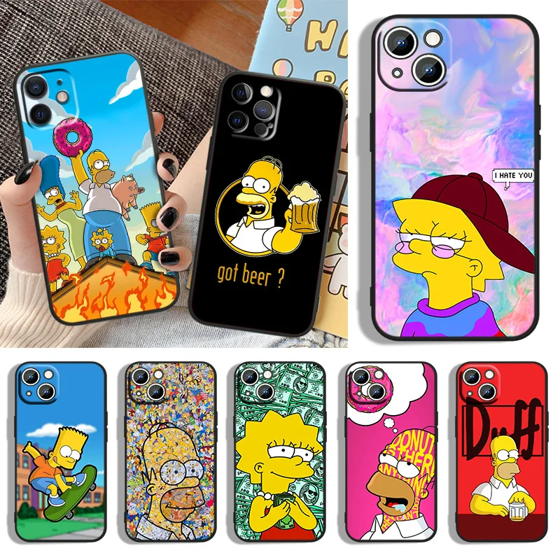 

The Simpsons Phone Case For Apple iPhone 14 13 12 11 XS XR X 8 7 6 6S 5 5S SE Pro Max Plus mini Black Cover