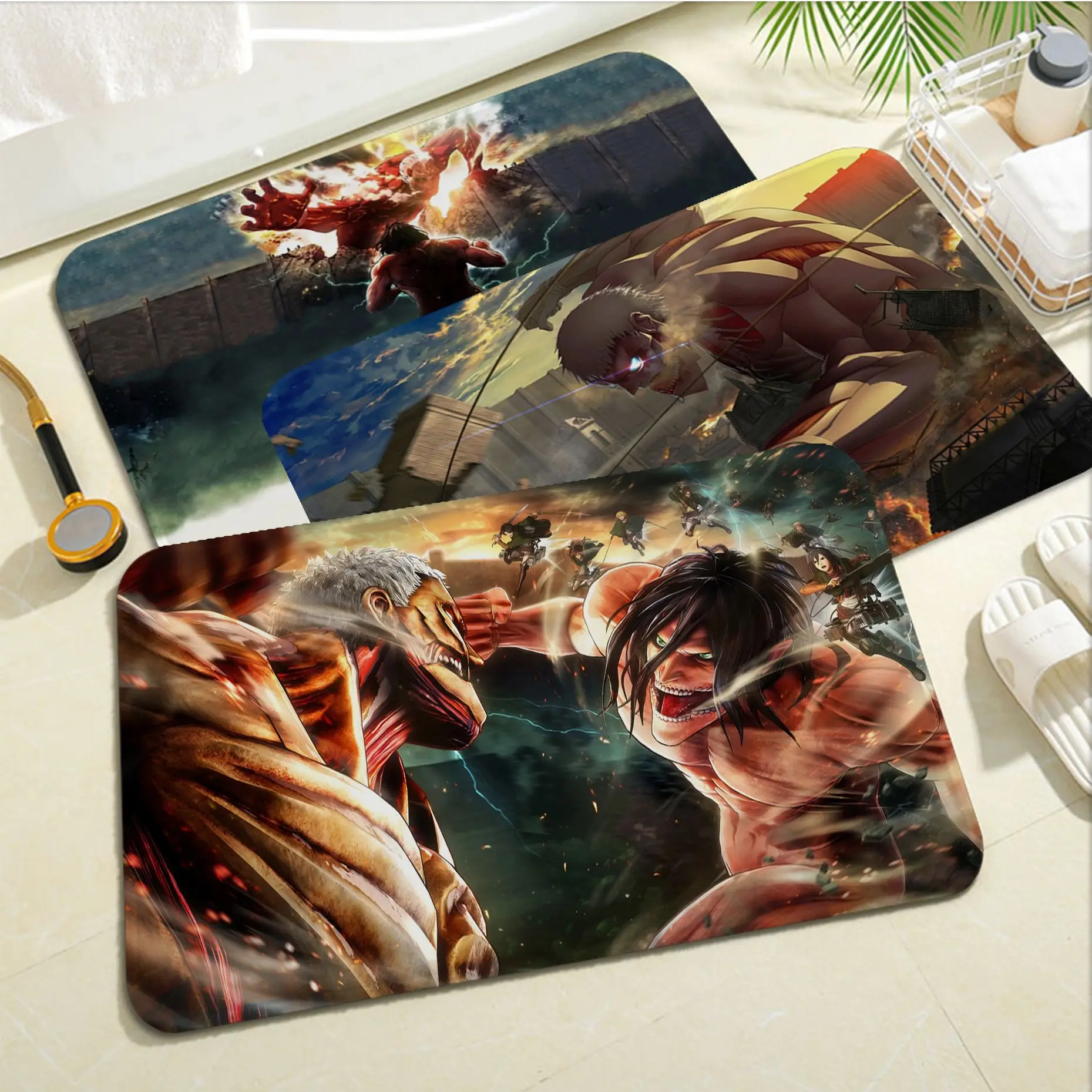 

Attack on Titan Bathroom Mat Anti-slip Absorb Water Long Strip Cushion Bedroon Mat Bedside Mats