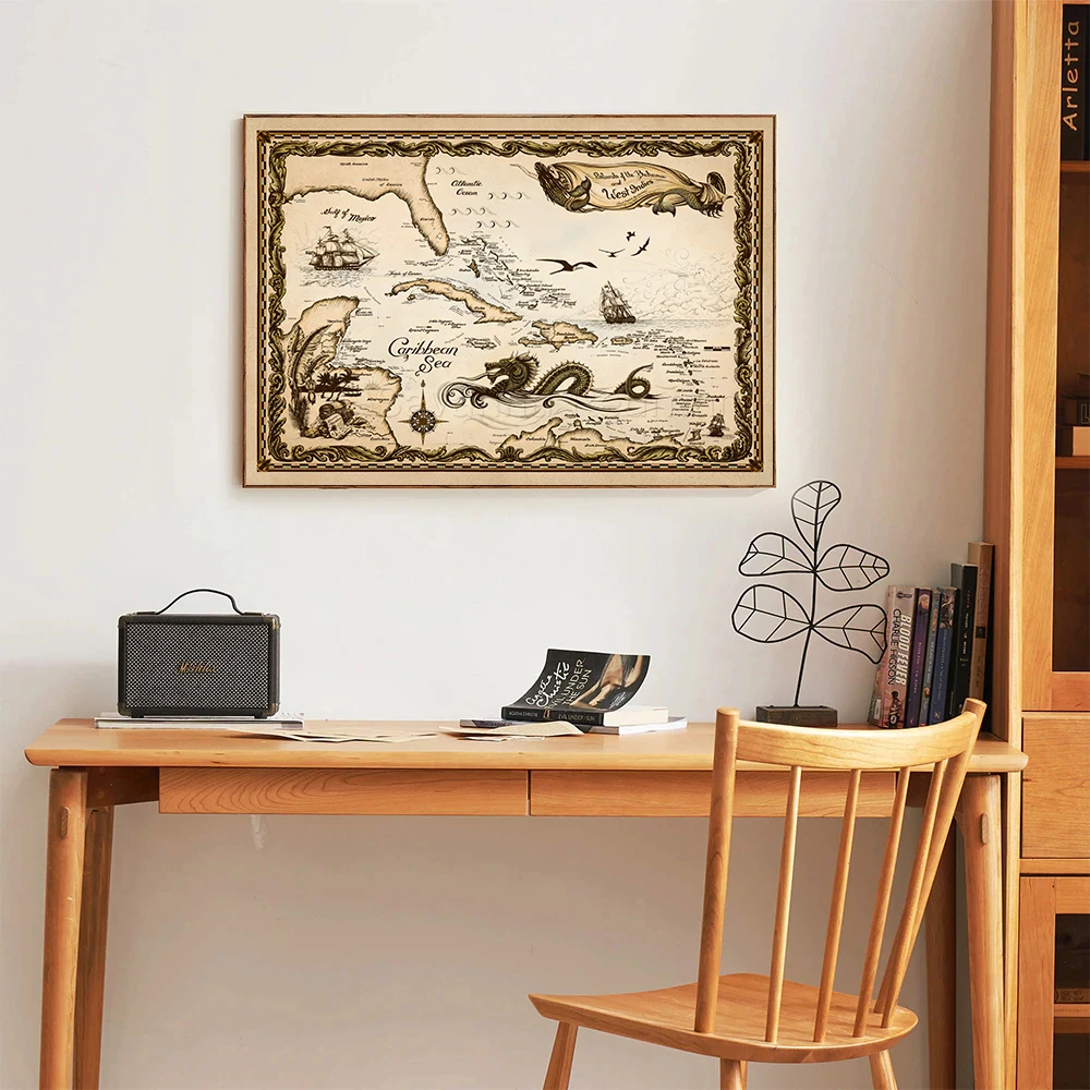 Винтажная карта Карибского моря