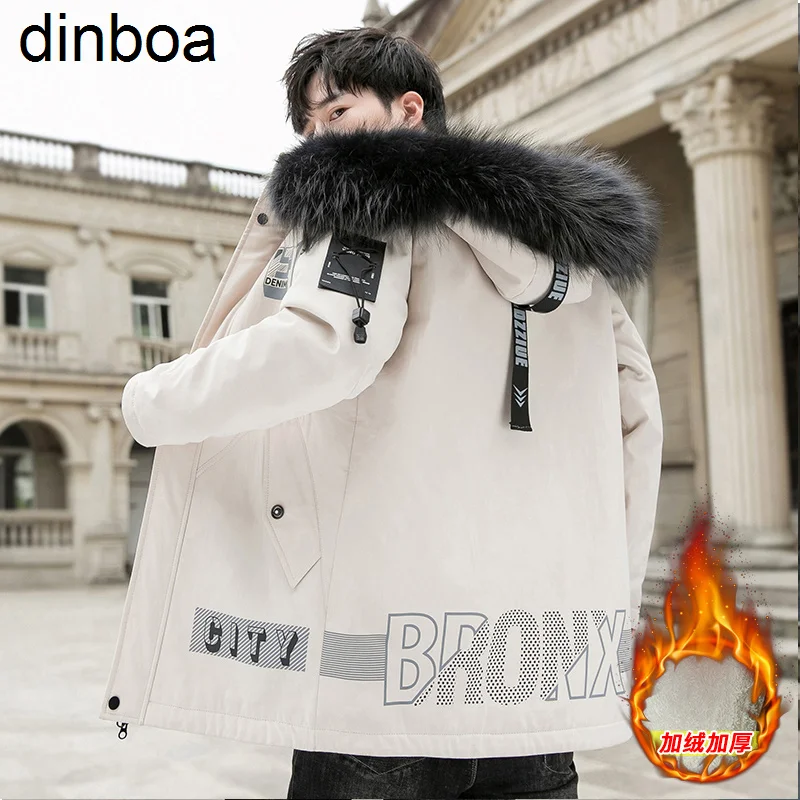 

New Trench Coat Men's 2022solid Color Hooded Parka Jacket Winter Korean Version Y2k Slim Jacket Casual Long Top Outerwear Parkas