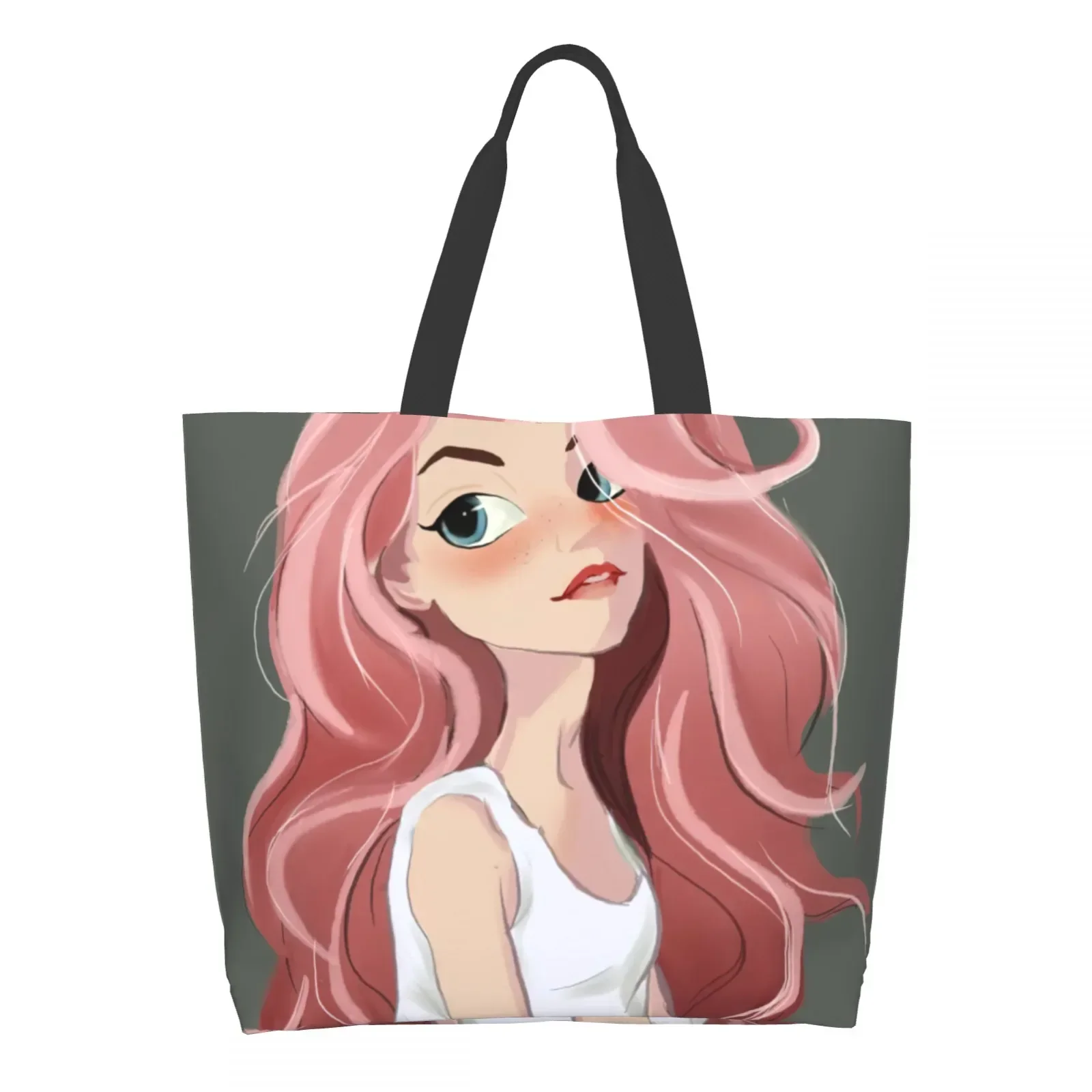 

American Girl Canvas Tote Bag Shopping School Tote Bags Large Capacity Grocery Bag Lightweight Reusable Shoulder Bag