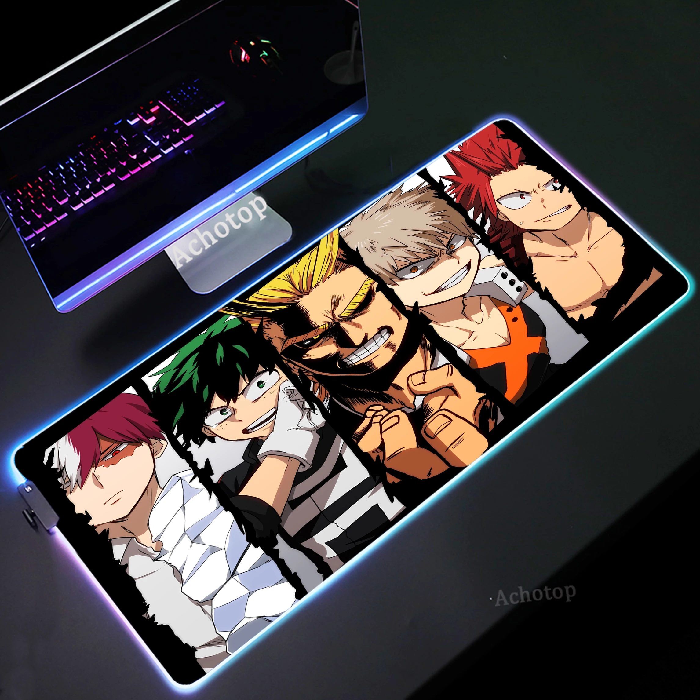 

RGB Mouse Pad XXL Locking Edge Mouse Mat My Hero Academia LED Gaming Mousepad Desk Mat Pc Keyboard Pads 900x400mm Rubber Deskamt