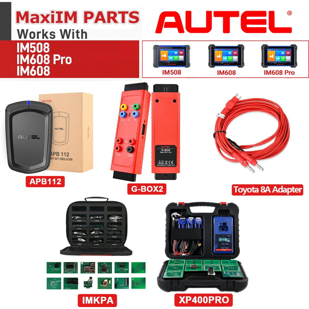 Autel MaxiIM Parts XP400PRO Key Programmer, IMKPA Kit, GBOX2, APB112, Toyota 8A Adapter Used with IMMO Scanner IM608 IM508