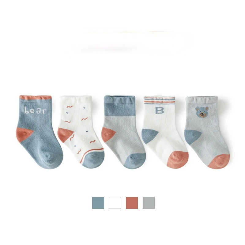 

5 Pairs/lot Kids Soft Cotton Socks Boys and Girls Baby Cute Cartoon Warm Stripe Fashion Sport for Spring Summer Autumn Winter