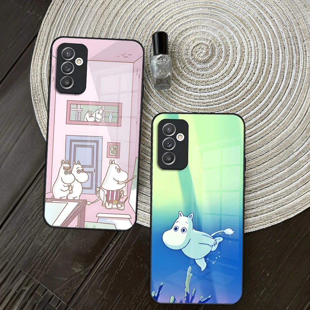 Чехол для телефона Anime M-Moomin-Hippo Samsung S24 S30 S21 S23 S20 S22 Fe S10 E S9 Note 20 10 Pro Ultra Plus стеклянная