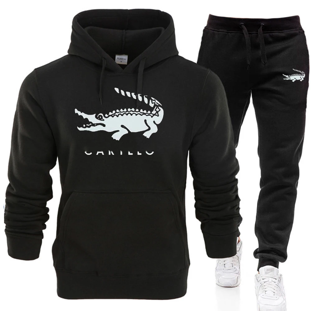 

Мужской уличный костюм из 2 предметов, Спортивная толстовка с капюшоном и спортивные штаны, костюм для бега, 2023