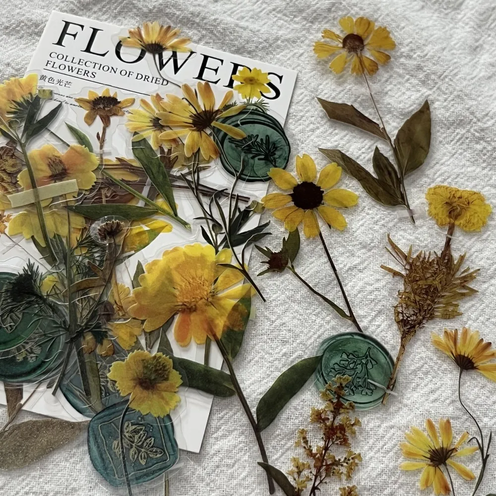 

PET Transparent Dried flower Adhesive Decoration Sticker Dried Flower Sticker Diy Label For Junk Journal Scrapbooking Album