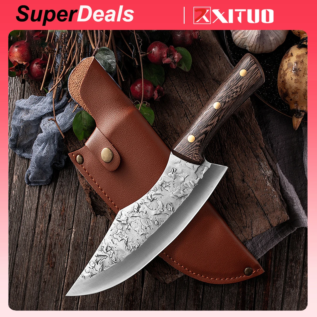 

XITUO Stainless Manganese Steel Meat Cutting Knives Forging Butcher Knife Cutting Meat Kind High-quality Tools For The Kitchen