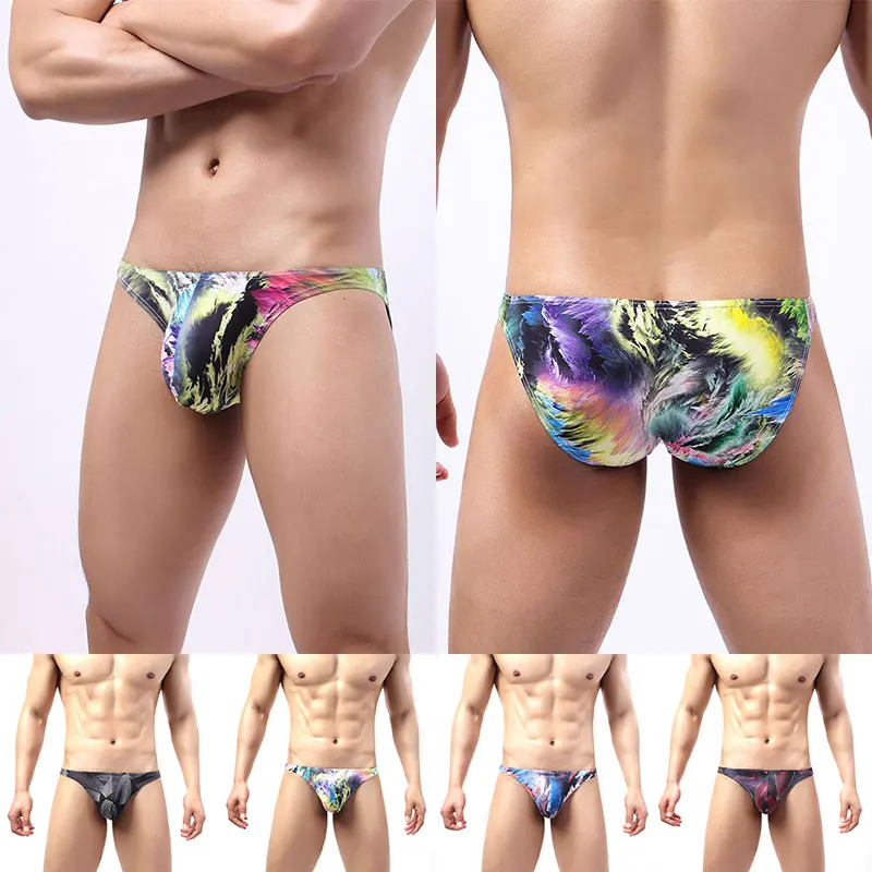 

Sexy Panties Seamless Men's G-string Thong Briefs for Men Underpants T Back Printed Low Waist Underwear Underpanties Male Soft