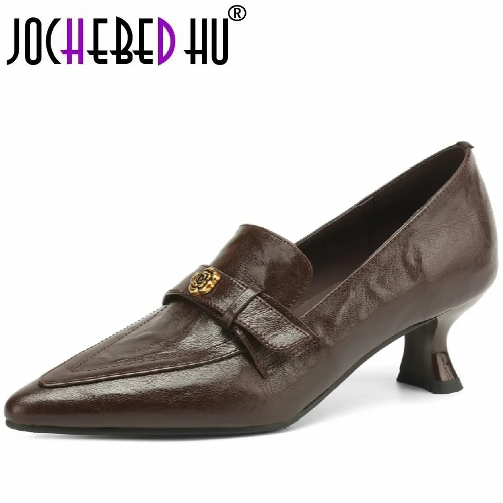 [Jochebed hu】женские дизайнерские туфли ручной работы из натуральной кожи на среднем