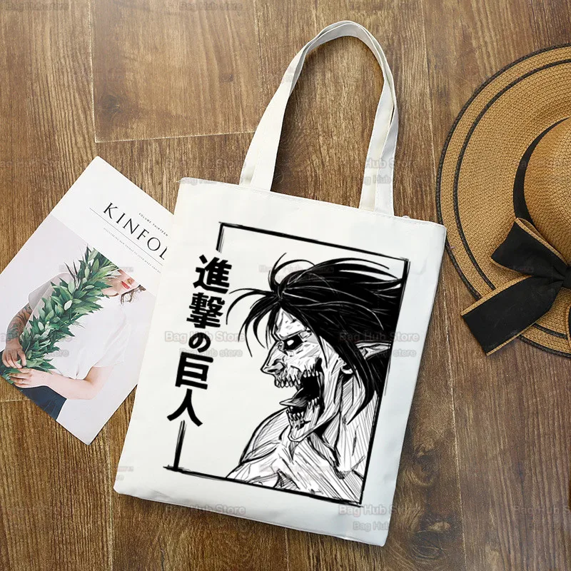 

Final Season Attack on Titan Shopping Bag Shopper Eco Canvas Shingeki No Kyojin Japan Anime Shopper Bolsas De Tela Bag Shoping