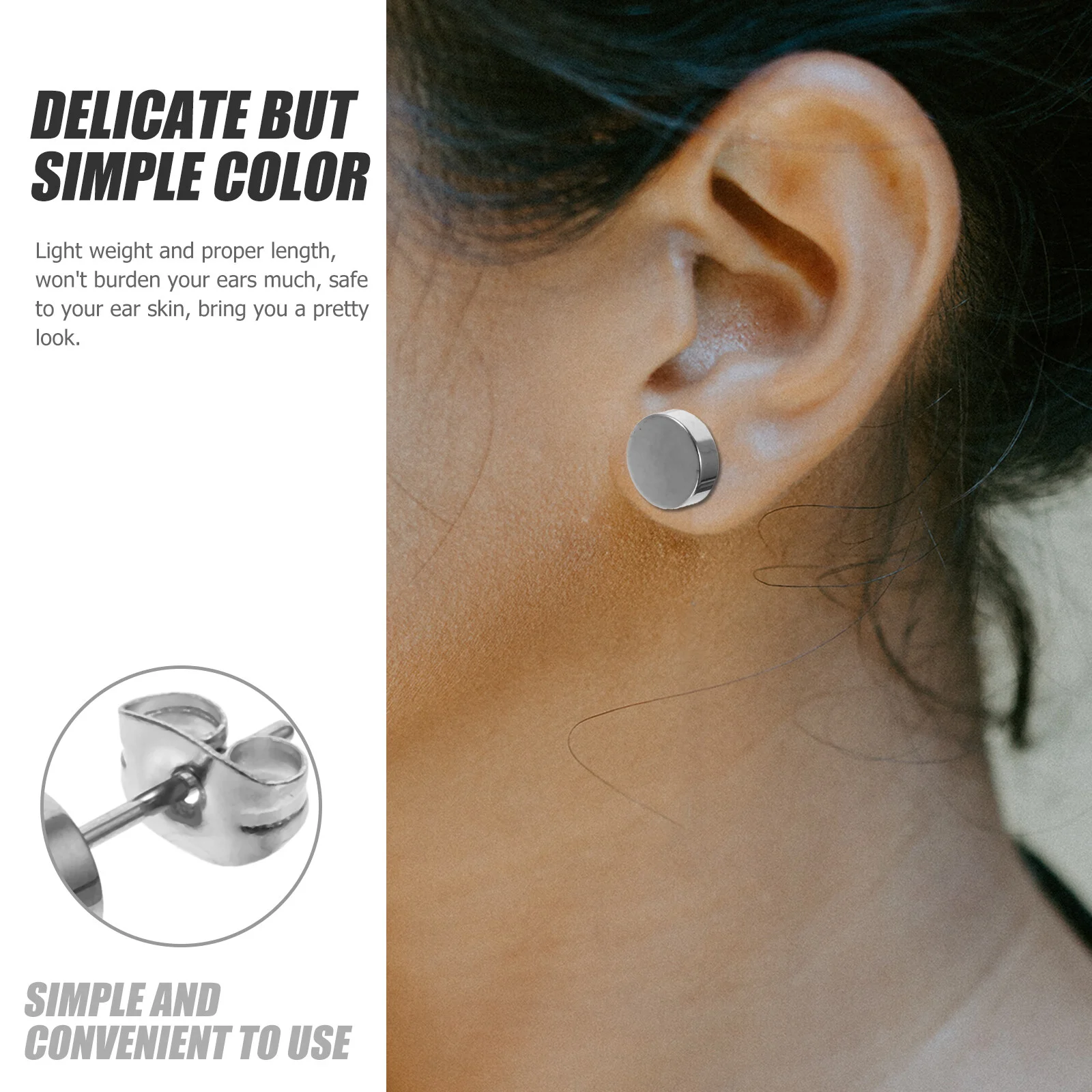 20 Pcs Studs Earrings Men Flat Round Small Cartilage Korean Fashion Women Decor Titanium Steel Man