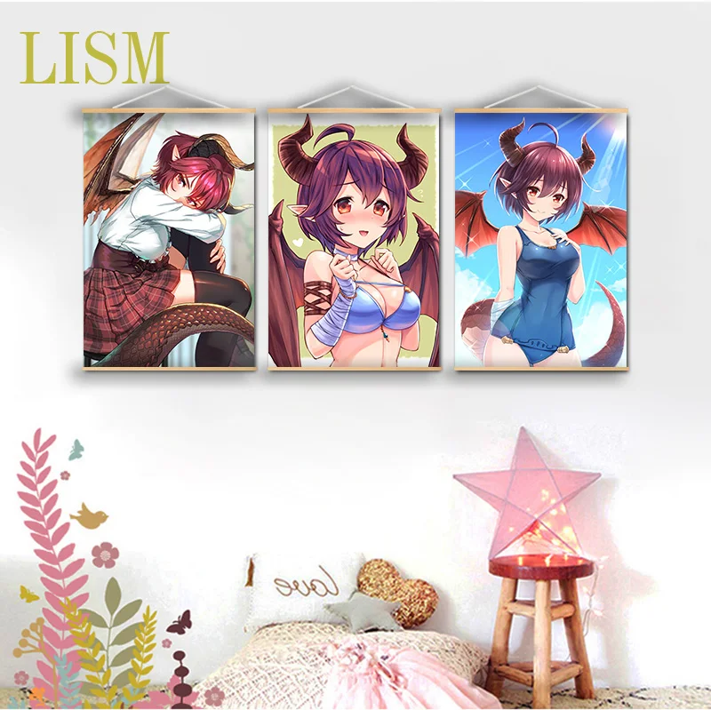 Плакат на стену Аниме Манга рейдж из бахамута греа висячий свиток массива дерева