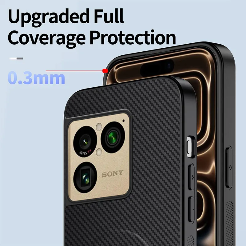 Фото Чехол-накладка для Sony Xperia 1V 1IV 5V 5IV 10VII 10III Pro 1 с текстурой под карбон, с подставкой, защитный, магнитный №4