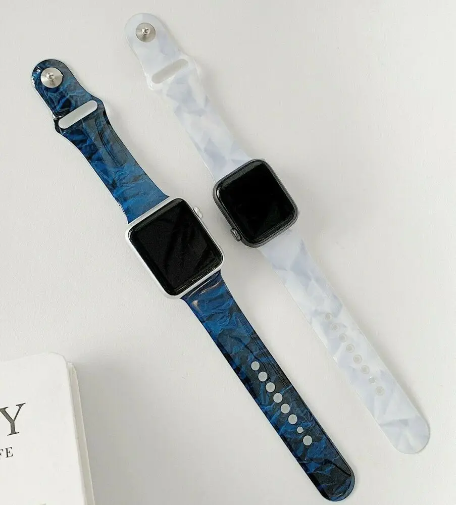 Fashion Marble Grain TPU Loop Watch Band for Apple Watch 8 7 6 5 4 SE Sports Bracelet Band iWatch Wristwatch Band 41mm 45mm 44mm