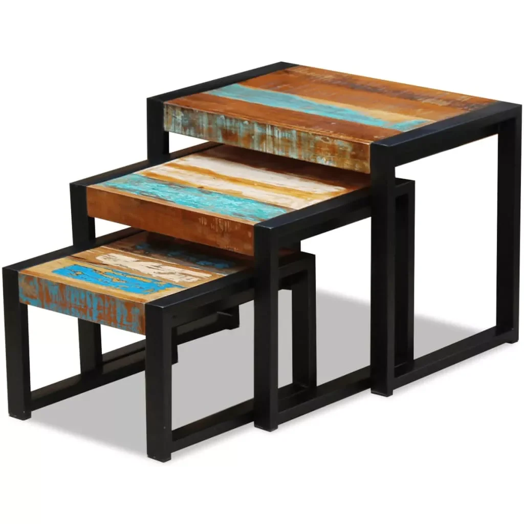 

Nesting tables 3 pcs Solid reclaimed wood