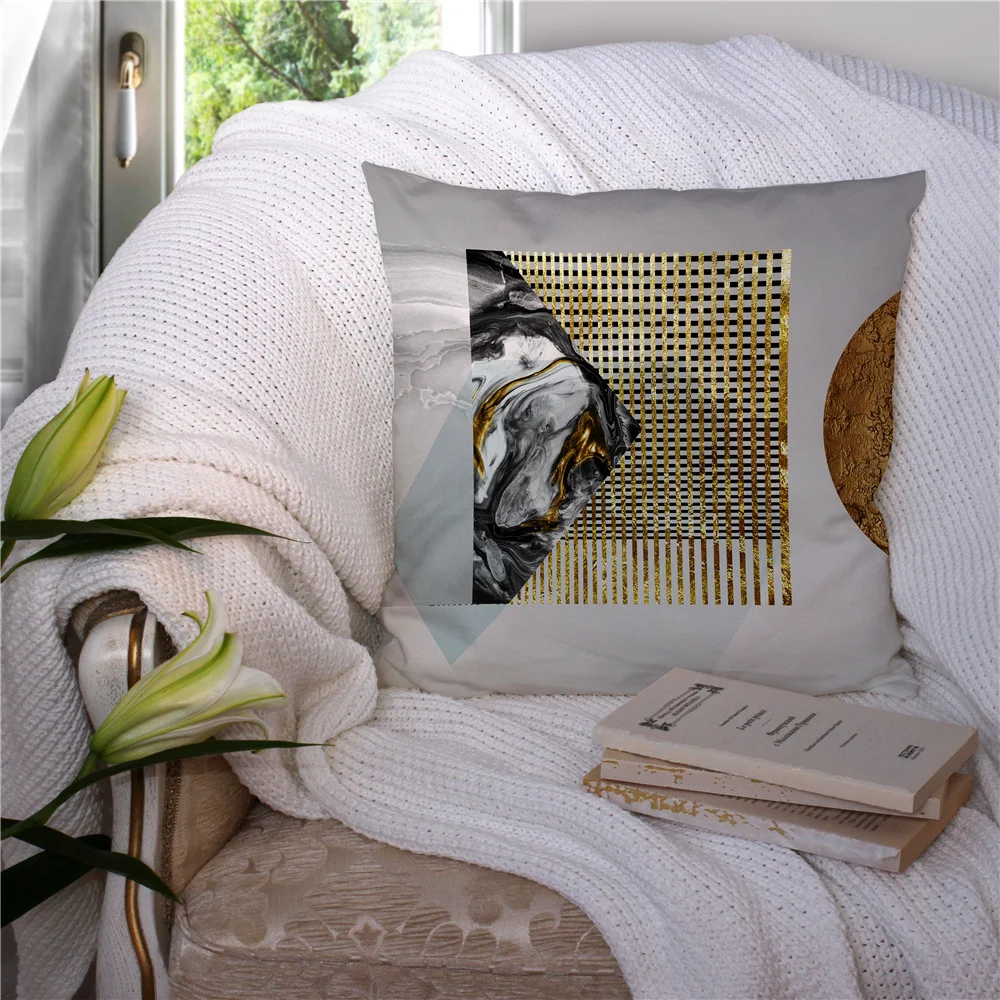 

Custom Gilt Marble Texture Pillowcase Cushion Cover Home Decor Hotel Car Seat Backrest Sofa Pillow Case 211207-10