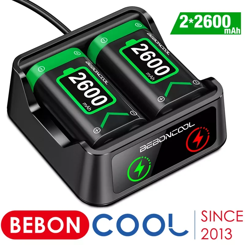 

BEBONCOOL 2 x2600mAh Rechargeable Battery For Xbox Series X/S/Xbox One S/X Controller Battery For Xbox One + USB Battery Charger