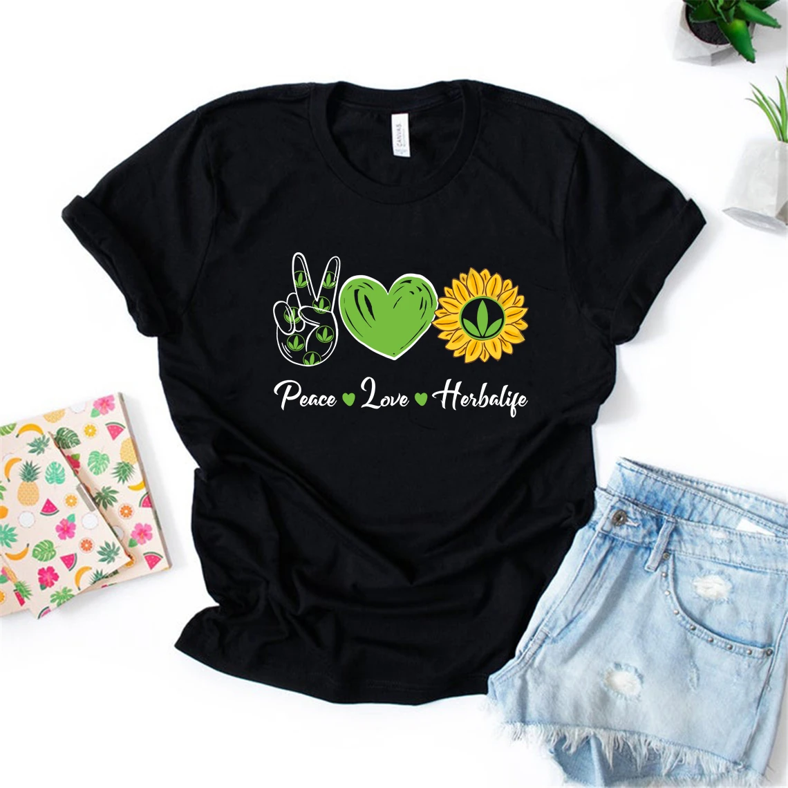 Новинка 2021 футболка Arrval Peace Love Sunshine Herbalife Милая топы для мужчин и женщин футболки с