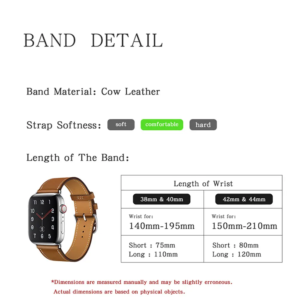 Genuine Leather Band For Apple Watch Series 8 7 6 SE 5 4 3 41mm 45mm Bracelet Watchband Iwatch ultra Strap 49mm 38 40mm 42 44mm
