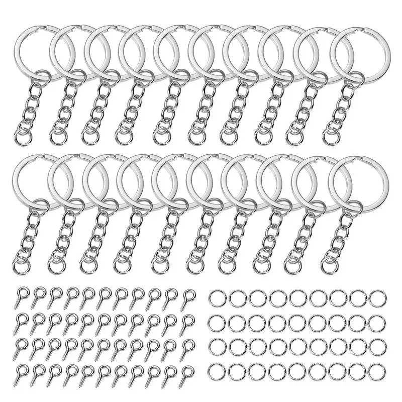 20-320pcs Keychain Open Jump Rings Screw Eye Pins Jewelry Making Accessories Kits for DIY Epoxy Resin Key Chain Pendant Earrings