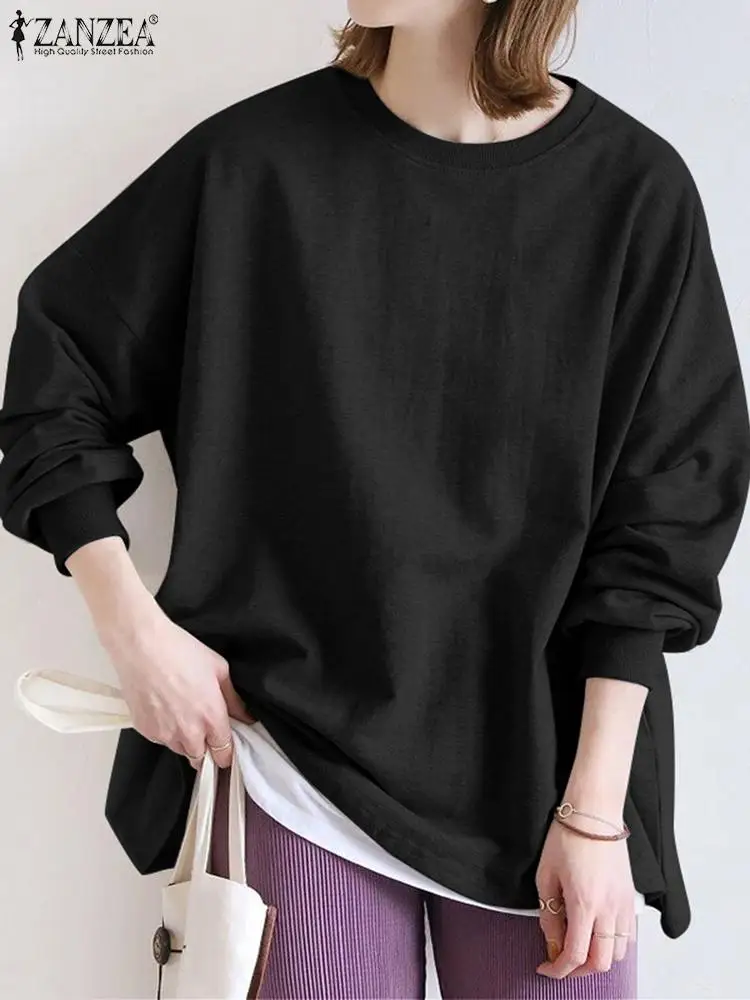 

Блузка женская оверсайз, модный однотонный Свободный Топ с длинным рукавом, повседневная мешковатая рубашка, праздничный пуловер, свитшот, ...