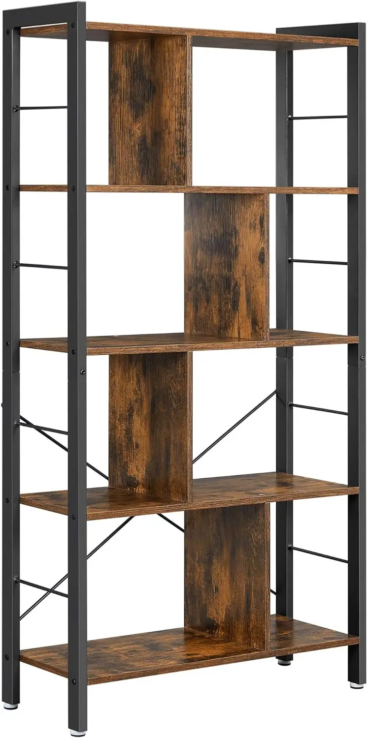 

Bookcase, 4-Tier Industrial Bookshelf, Floor Standing Storage in Living Room Office Study, Large Storage Space, Simple Assembly