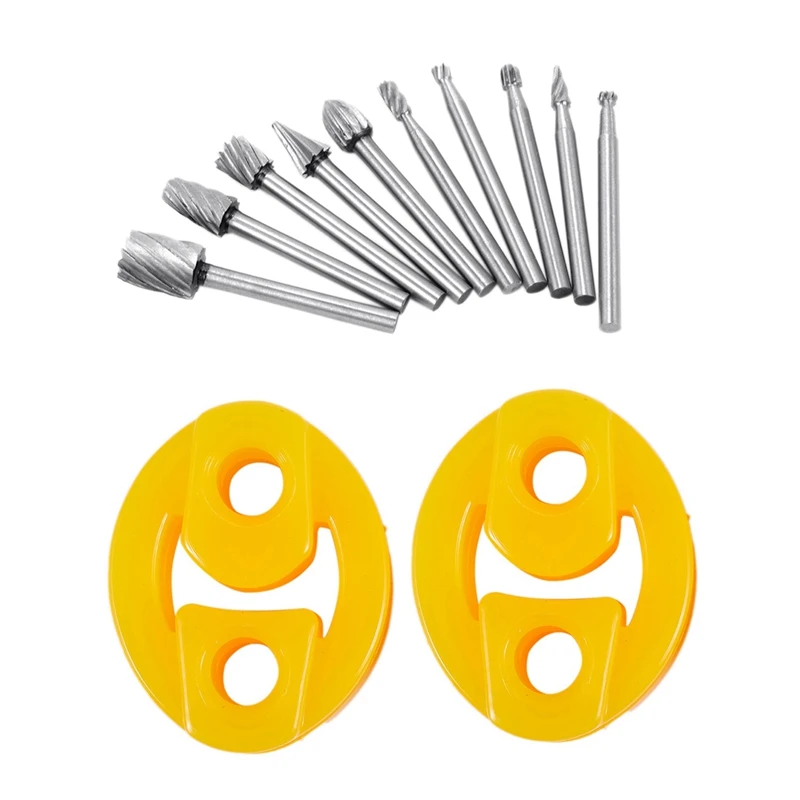 

10Pcs HSS Tungsten Carbide Rotary Cutting Burr Set Grinder & 2Pcs Rubber 2 Holes Race Car Muffler Exhaust Hanger Bushing