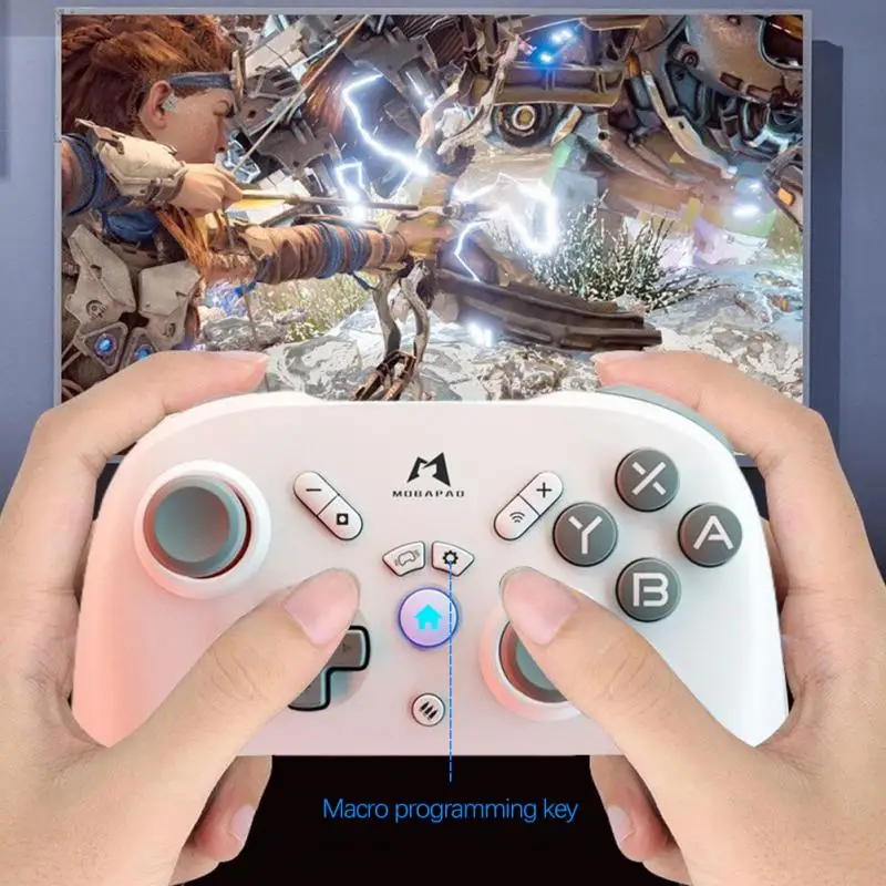 

Wireless bluetooth-compatible NFC Game Controlle Gamepad Controller With Wake-up Joystick Six-Axis Turbo Mobapad For Switch