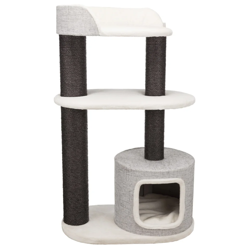 

Cara Cat Tower Condo XXL, Gray, Scratching Posts, Two Platforms, Padded Back Rest, Removable Cushion, Cat Tower