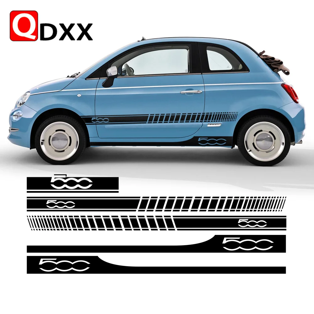 

Car Door Side Stripes Skirt Hood Cover Sticker Vinyl Body Kit Decal for Fiat 500 Abarth 595 695 500C 500e Vintage Accessories