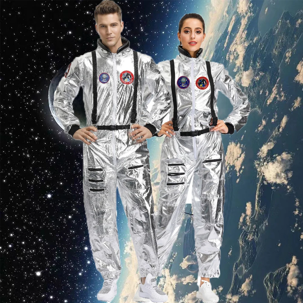 Костюм космонавта для взрослых серебряный костюм большие размеры женский
