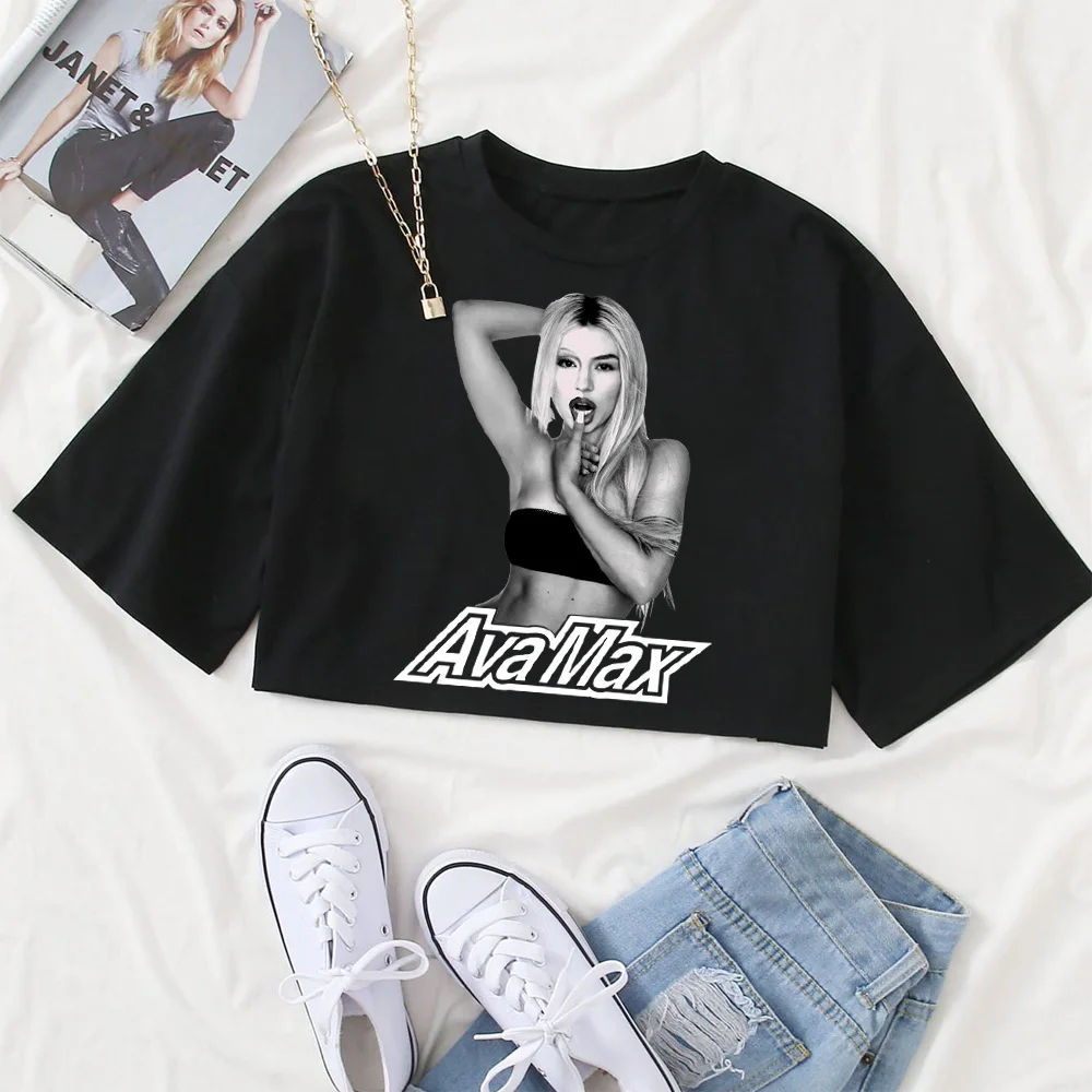 Фото Ava Max Merch укороченный топ для девочек, сексуальная рубашка, летняя майка №2
